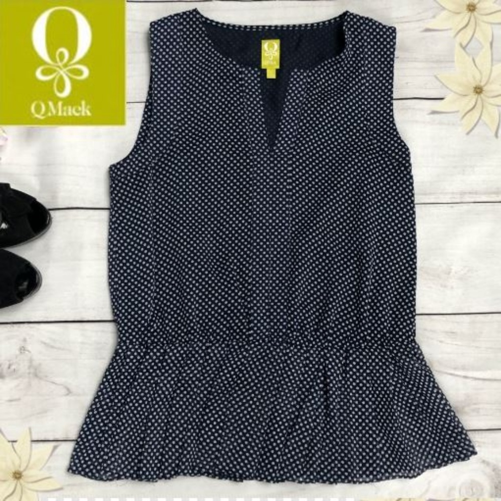 Qmack Navy Blue with white polka dot top